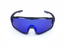 Load image into Gallery viewer, DARCS Draft Sports Sunglasses with Interchangeable Jaw Piece - 100% UV Protection - Black Frame with Blue Revo Lens and Extra Grey Jaw