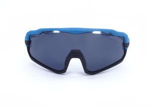 DARCS Draft Sports Sunglasses with Interchangeable Jaw Piece - 100% UV Protection - Blue Frame with Grey Lens and Black Jaw