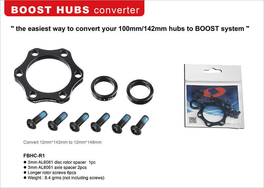 RESPONSE Boost Wheel hub Conversion Adapter - Rear 12mm x 142mm to 12mm x 148mm