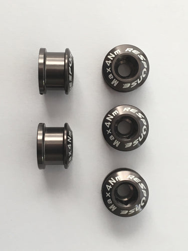 RESPONSE Alloy Chainring Bolts - Single Chainring - 6.5mm Bolt/ 4.0mm nut - Black, Red, Gold, Blue, Grey